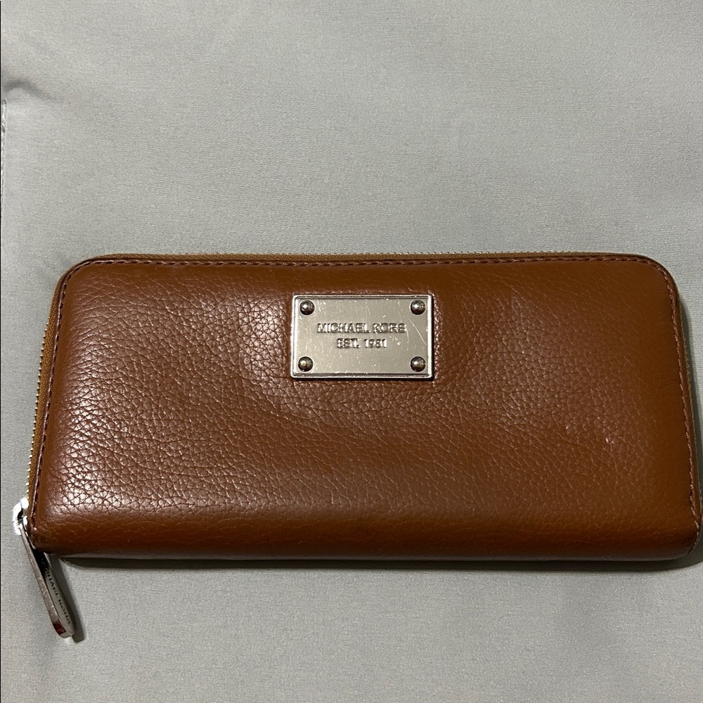Michael Kors Tan Leather Zip Wallet